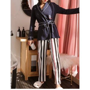ダブルボタン ストライプパンツ ルームウェアセットアップ＊L-144