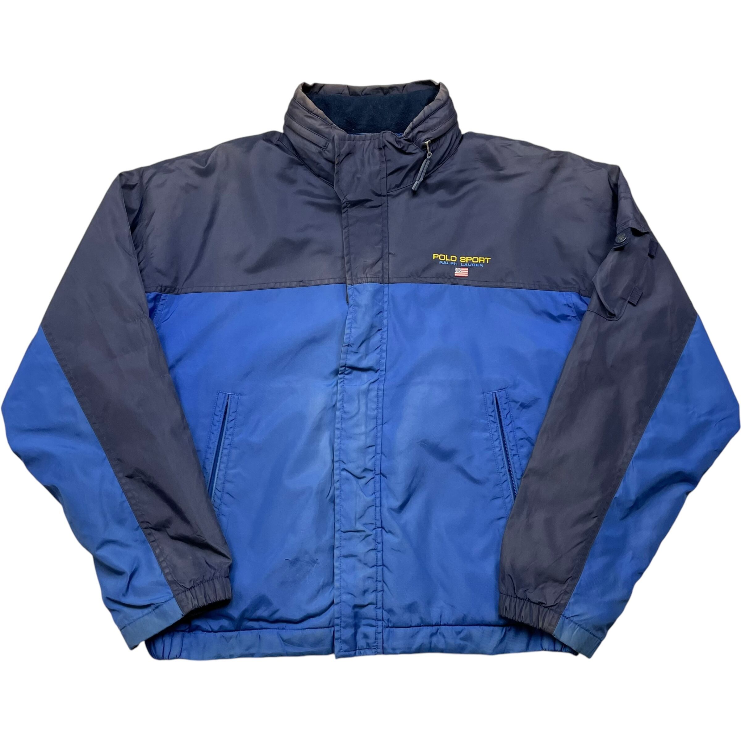 《M》 POLO SPORT RALPH LAUREN ポロスポーツ ラルフローレン ナイロンジャケット 刺繍ロゴ アメリカ国旗 フード付き 裏地フリース no.4927