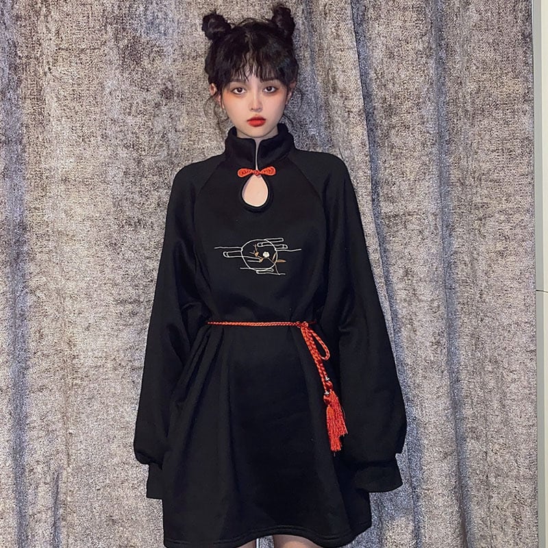 スタイルスカート スプリングドレス ルーズウェスト レッド 刺繍 春物 萌量不足89627810004