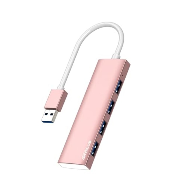 ANYPUS USB ハブ、4USBポート 増設アルミニウム合金超スリムUSB 拡張、5Gbps高速転送usbハブ 3.0、USB 分岐Macbook/iMac Surface Pro/Mac Pro/PC/XPSなどに対応しています【ピンク】