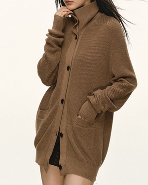 オープンカラー 長袖 ポケットニットカーディガン 2color A0826