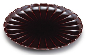 【食器】漆器　20cm菊皿　溜　日本製（石川）