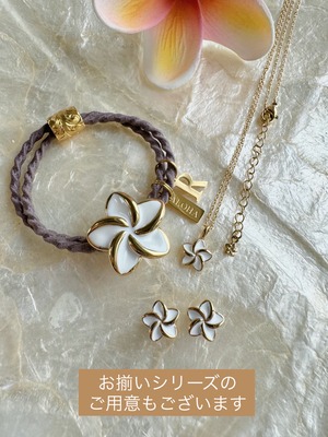 【3color】White plumeria hair accessory Hawaiian jewelry(ハワイアンジュエリーホワイトプルメリアヘアゴム)