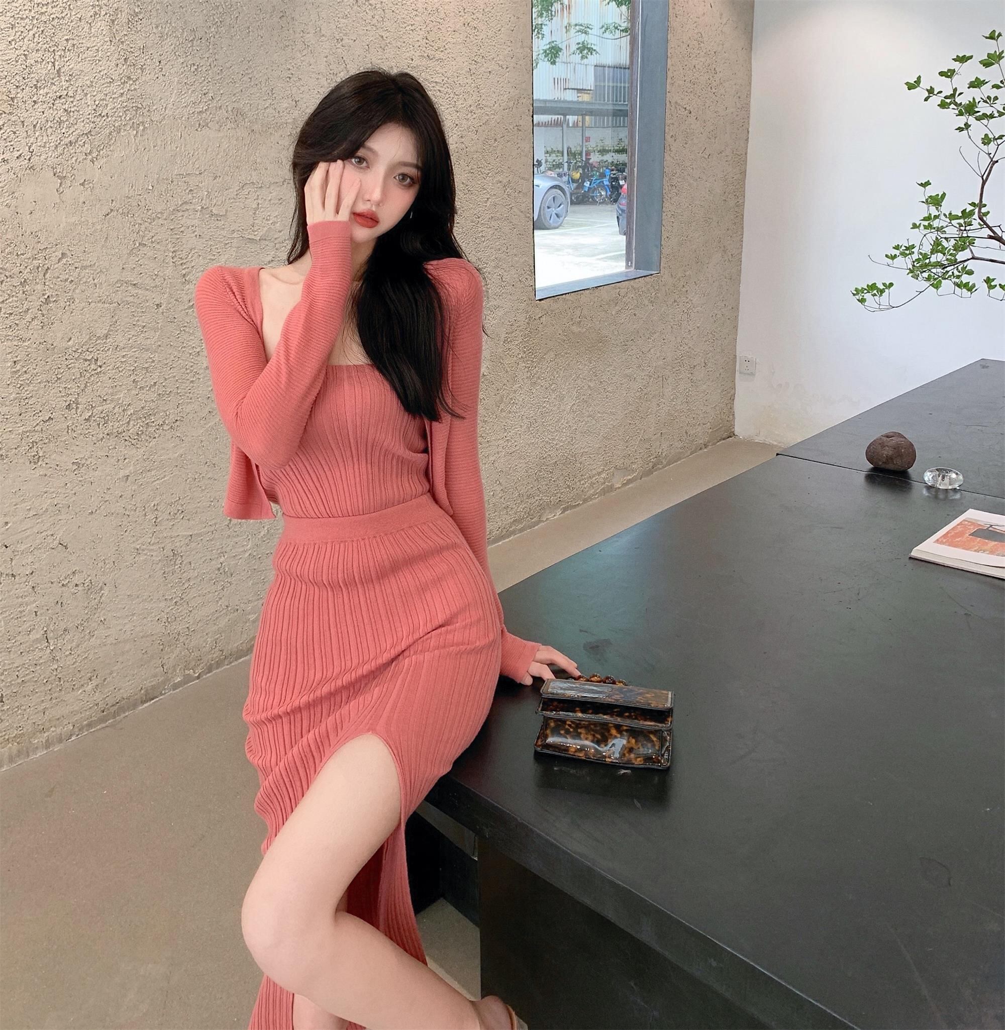 スタイルサマースタンダードトップス カーディガンロングスカート レトロ 夏物 ドラファッションホール21491341559