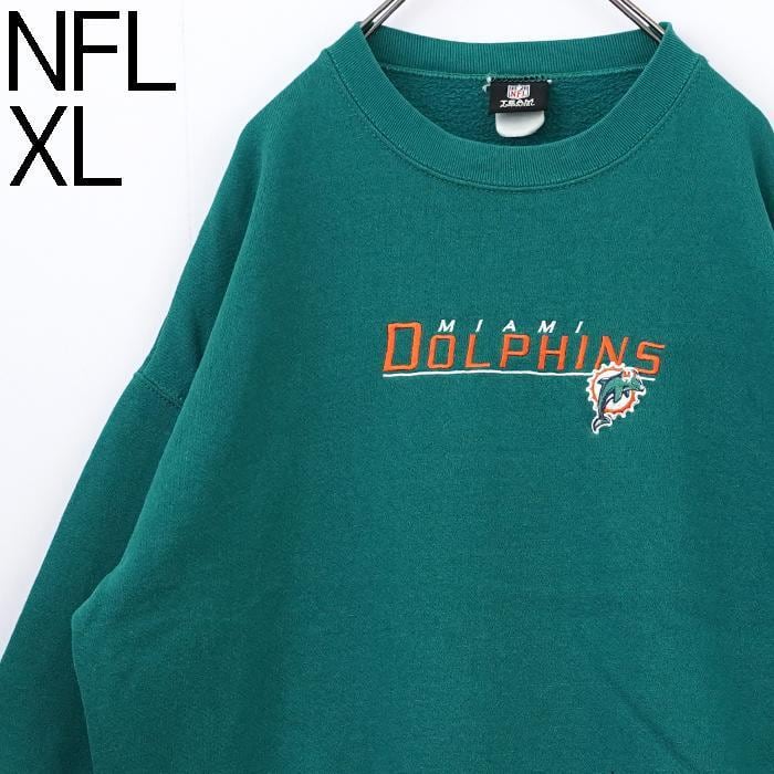 NFLドルフィンズ 刺繍 ビッグロゴスウェットトレーナー グリーン 緑 XL