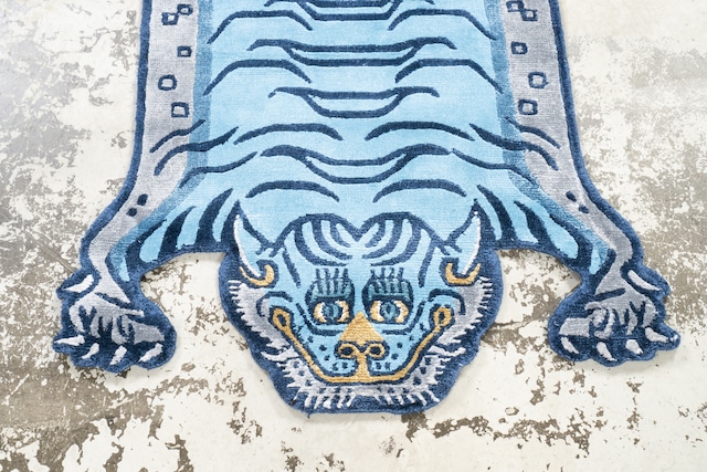 Tibetan Tiger Rug 《Sサイズ•シルク・オリジナル3・レイニーブルー193》チベタンタイガーラグ