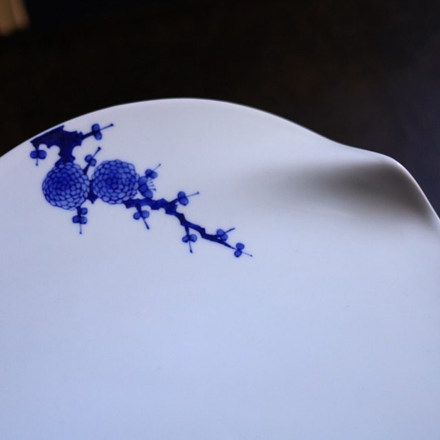 李荘窯　片上がりφ16.7　染付松竹梅紋皿