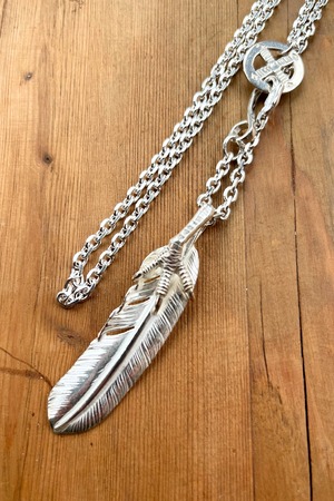 go60 銀爪付き特大フェザー50cmチェーン【細角or細丸】（イーグルフック、ホイール付き）