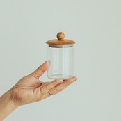 Wood Ball Glass Canister