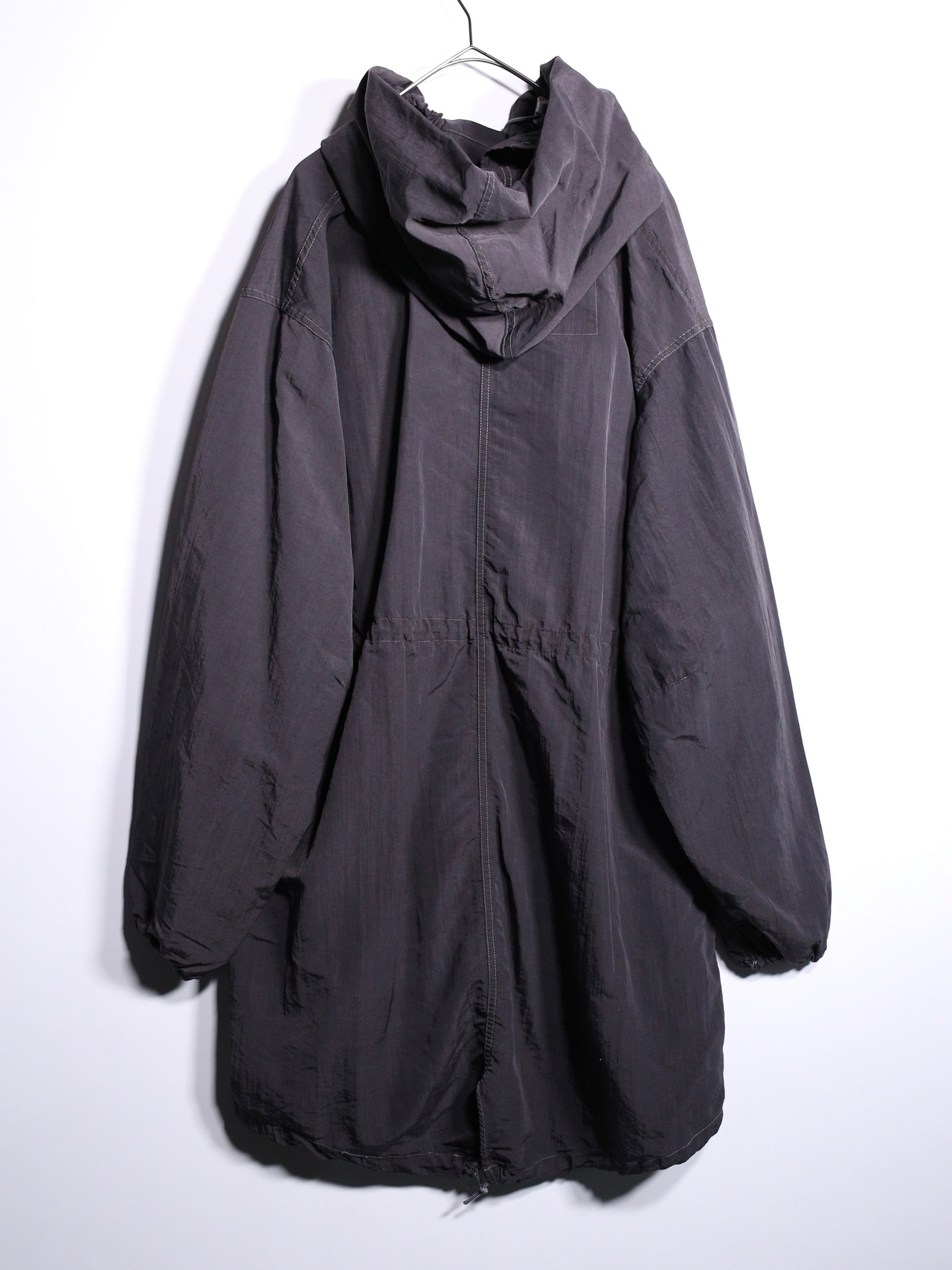 "後染め" stitch design hooded drawstring coat - 13
