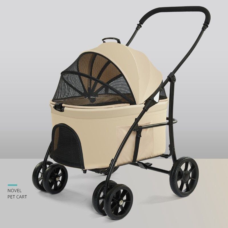 新品ペットカートドッグカートカート4輪多機能茶色