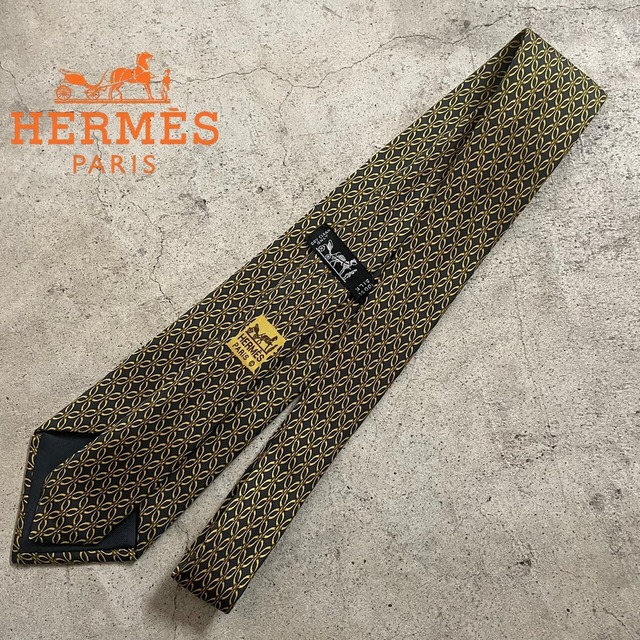 〖HERMES〗made in France full patterned silk necktie/エルメス フランス製 総柄 シルク ネクタイ/#0413/osaka