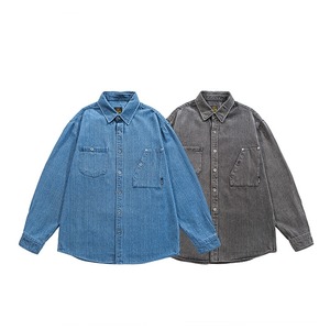 Patch Pocket Denim Oversized Shirt [2295]