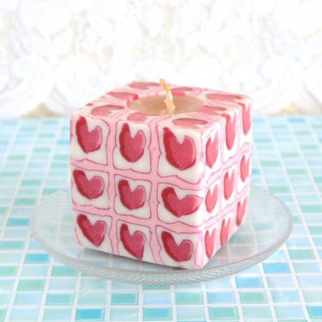 スワジキャンドル スクエアハート 7x7x7㎝ スクエアハート