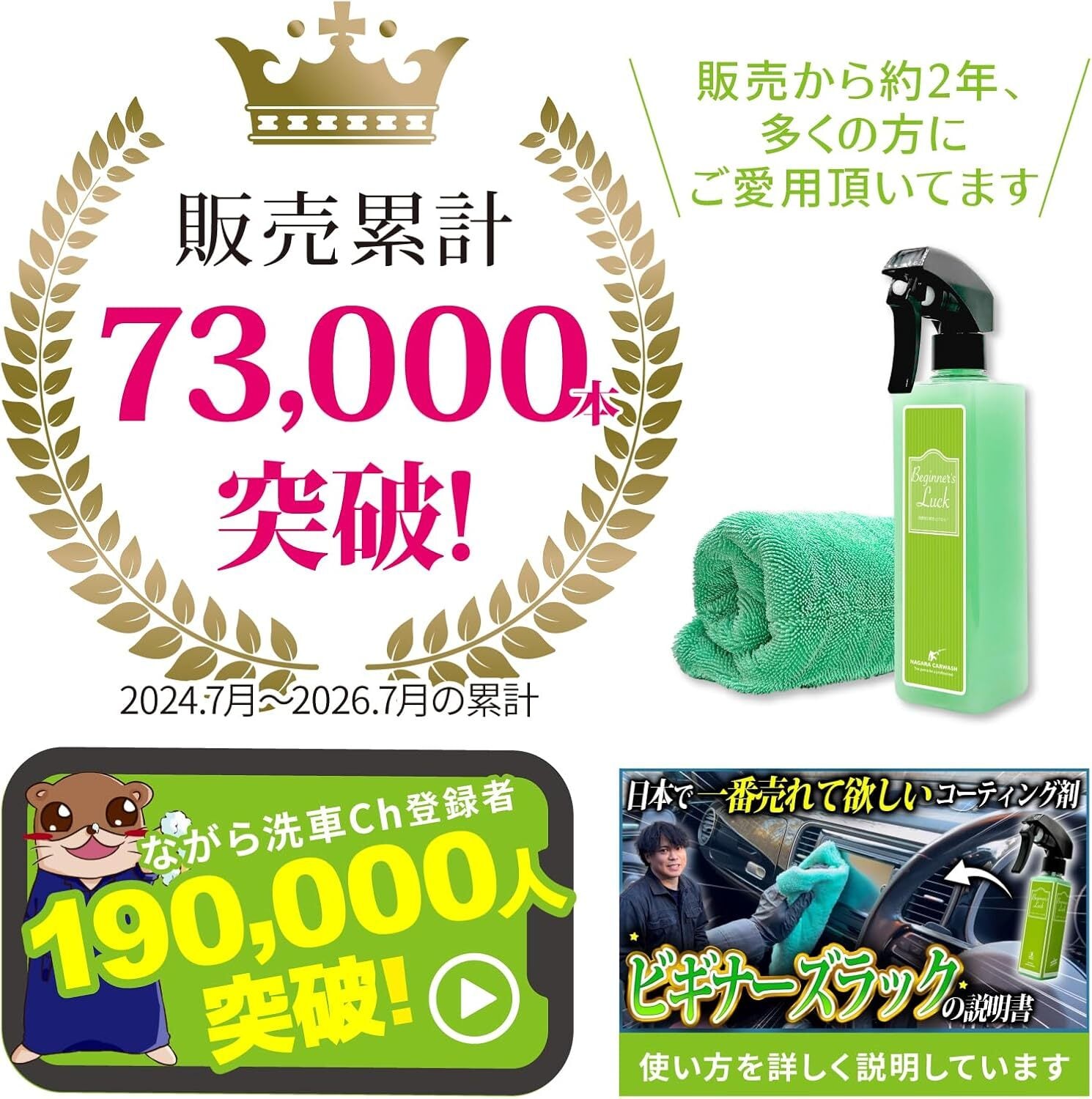 ながら洗車】Beginner's luck『 洗車後の拭き上げならビギナーズラック
