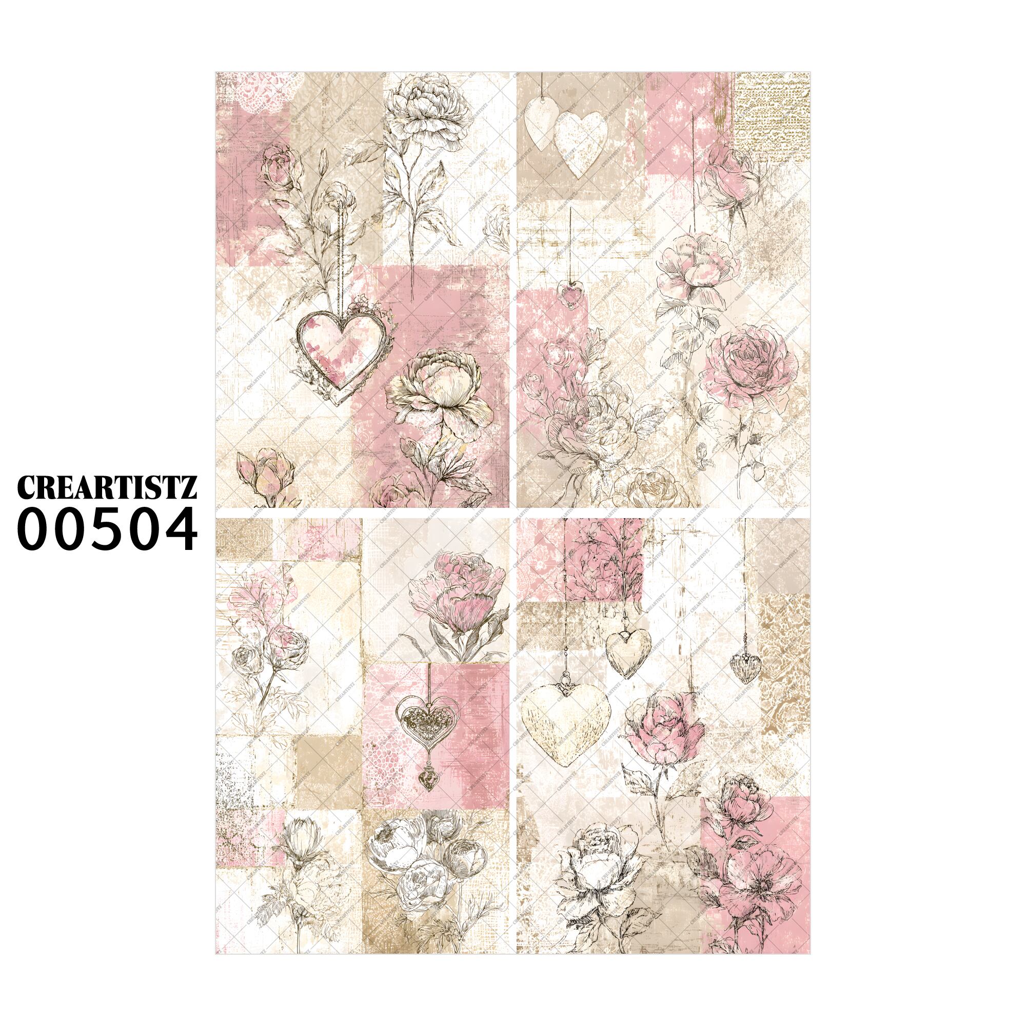 00504 背景 コラージュ素材 オリジナル 12枚セット (4種類×3枚) ペーパー/ステッカー CREARTISTZ