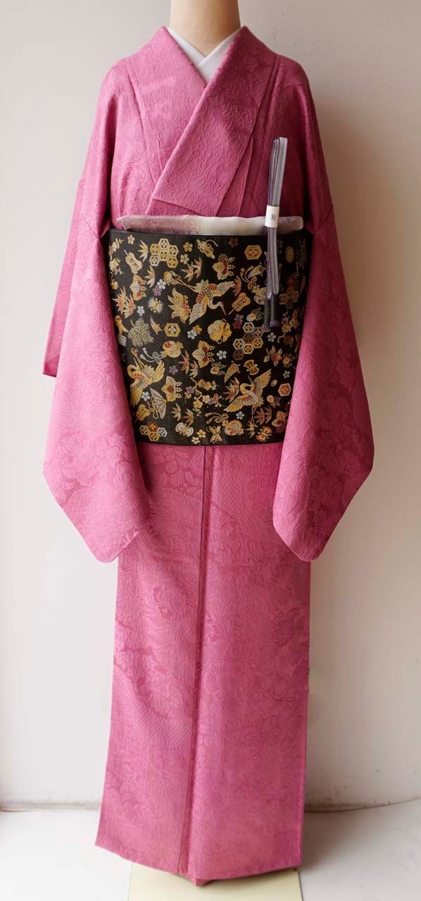 袷】躑躅色 辻が花地紋 色無地 | 大山キモノ・ちぇらうなぼるた