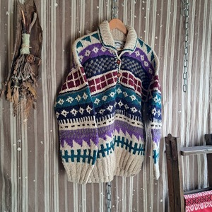 エクアドル製 ハーフボタンセーター used [512048]