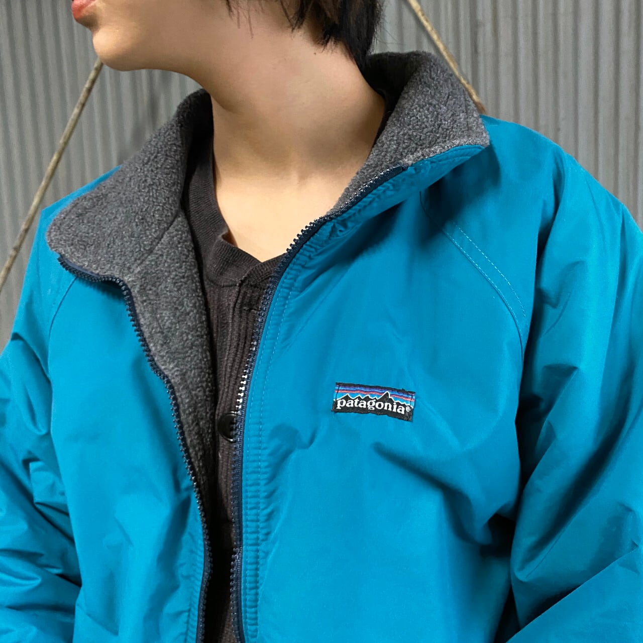 80年代 ビンテージ USA製 三角タグ Rマークタグ Patagonia パタゴニア シェルドシンチラジャケット フリースライナー  ナイロンジャケット キッズ13/14 レディースL相当 メンズM相当 古着 80s ヴィンテージ 28109 グリーン 緑色【アウトドアジャケット】  | cave