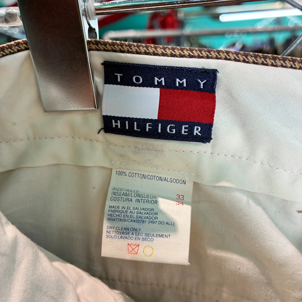 90s TOMMY HILFIGER 2タックワイドスラックス 千鳥格子 トミー