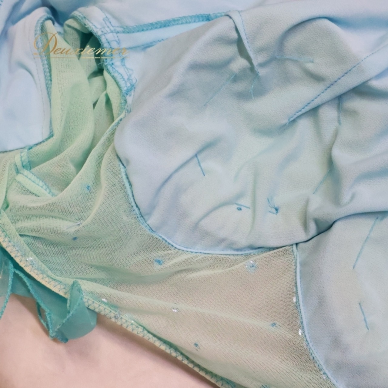 社交ダンス 衣装 スタンダードドレス スタンダード ドレス ワンピース 水色 フロート レース デモ 競技 パーティ 発表会 綺麗 ブルー系 おしゃれ  コスチューム 大人用 フェミニン ストレッチ