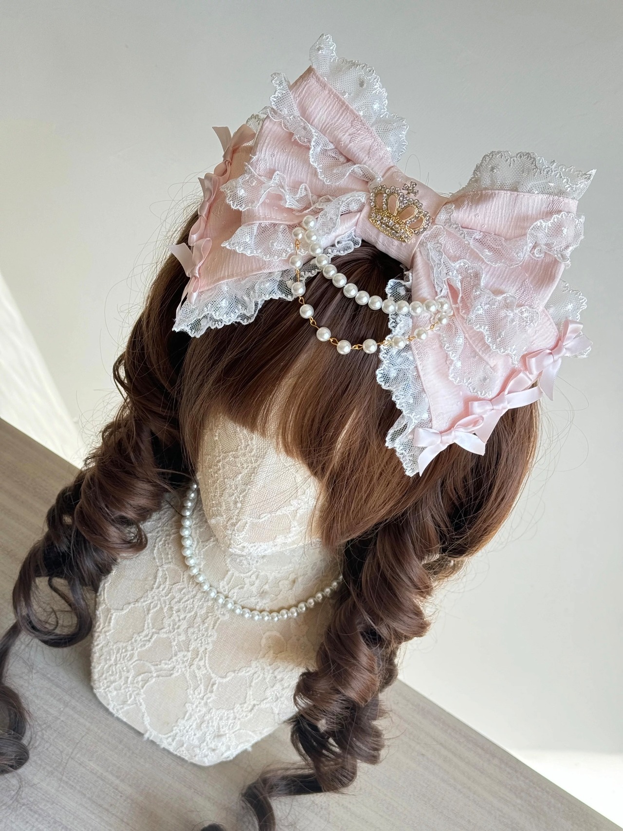 ♡【全4色】MAID 変幻自在⟡クラウンビジューパールリボン＆うさ耳カチューシャ black ♡