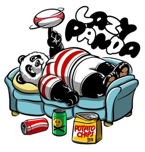LAZY PANDA ラグランシャツ　白/黒