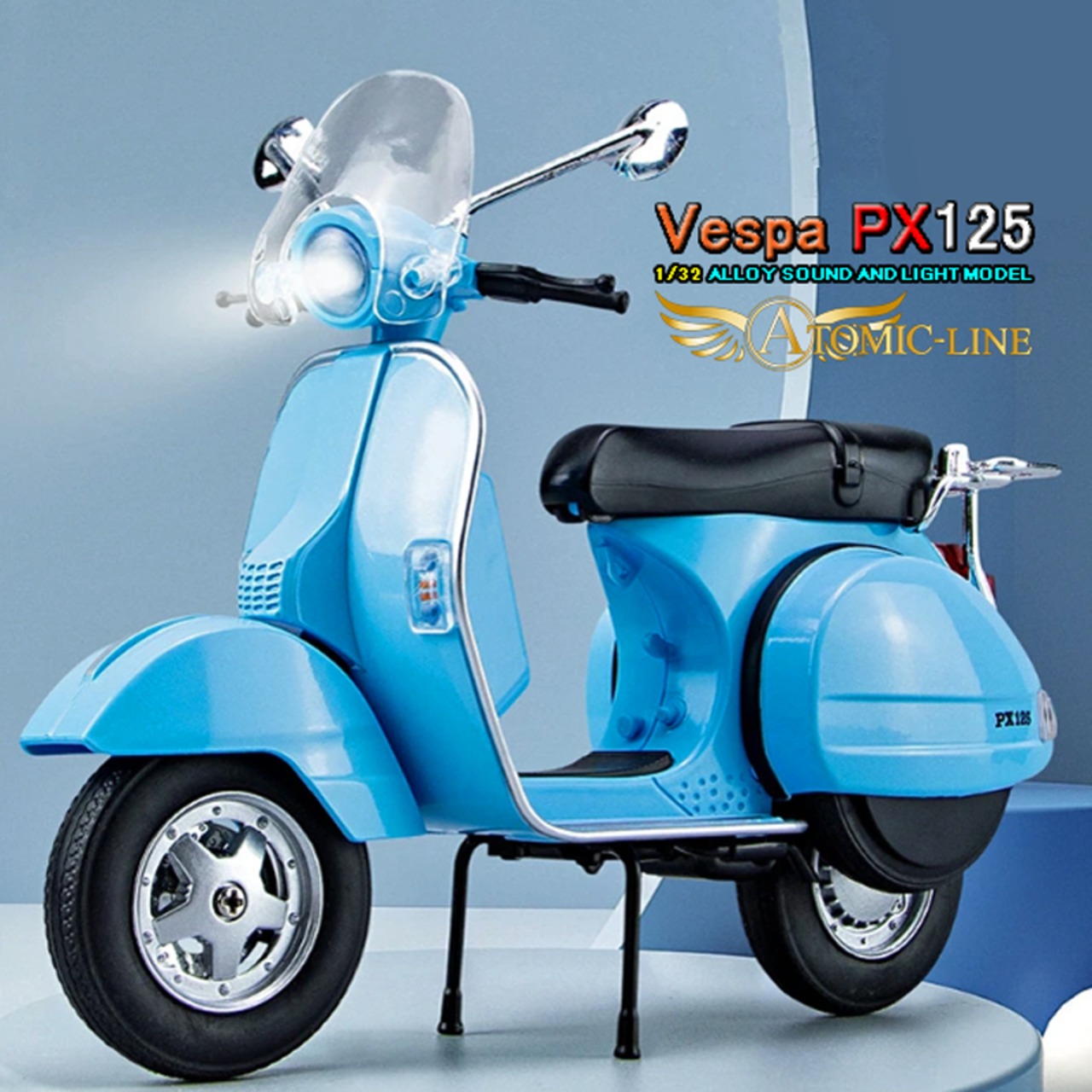 ベスパ VESPA PX125 ミニカー 1/10 ライト点滅 エンジンサウンド 合金モデル 模型 ジオラマ
