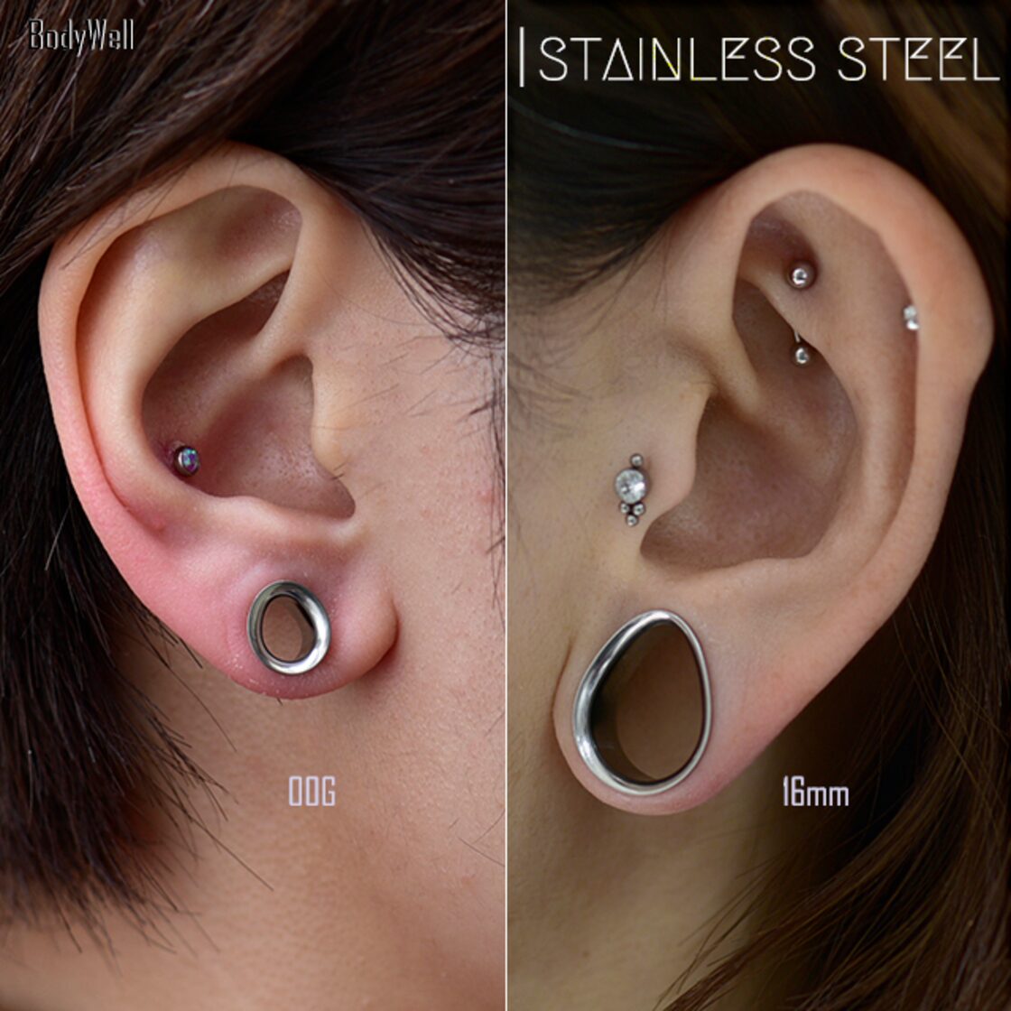 ボディピアス 2G 0G 00G 12mm ティアドロップ ダブルフレア ラージ 