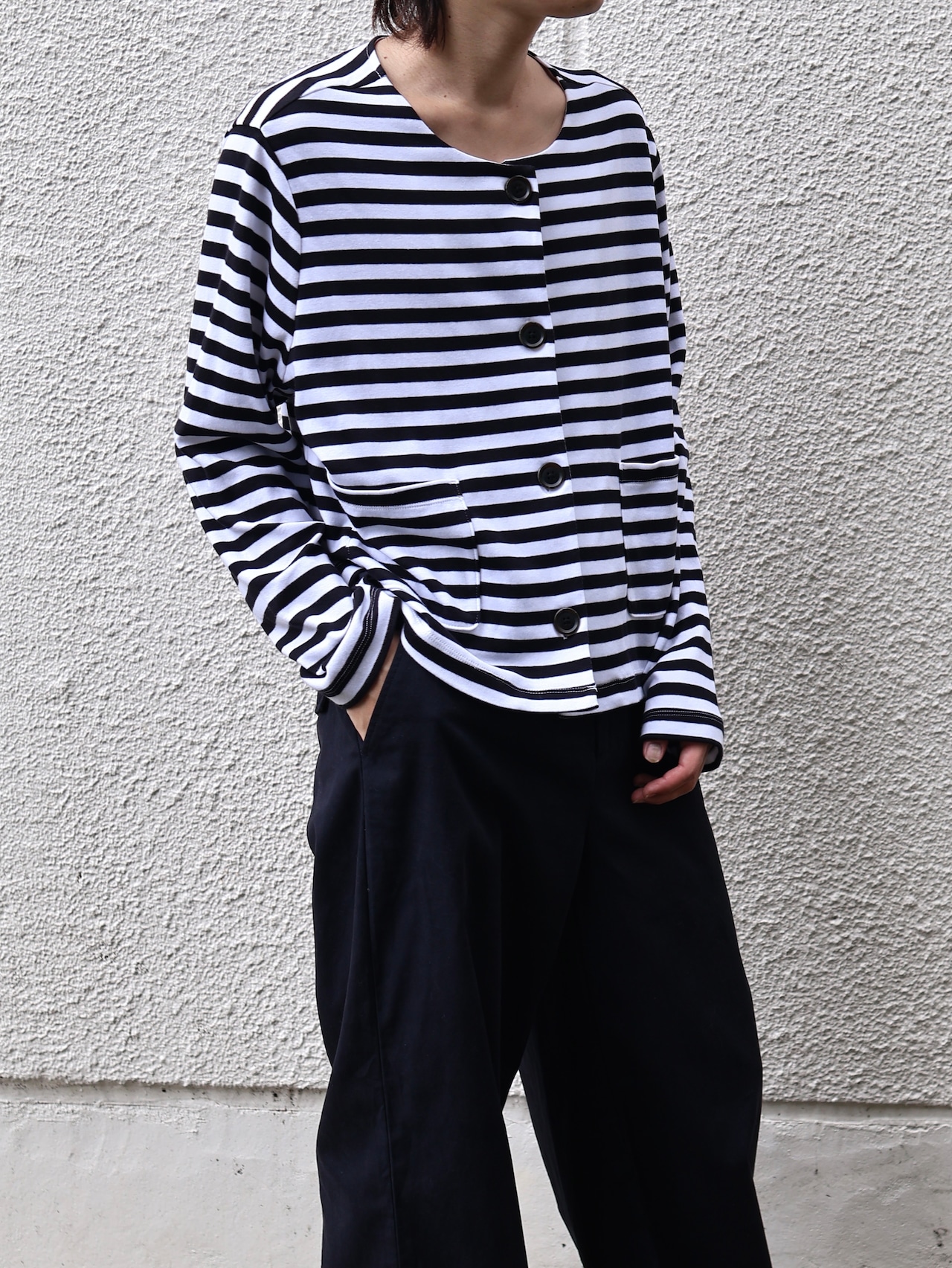 cropped border cardigan