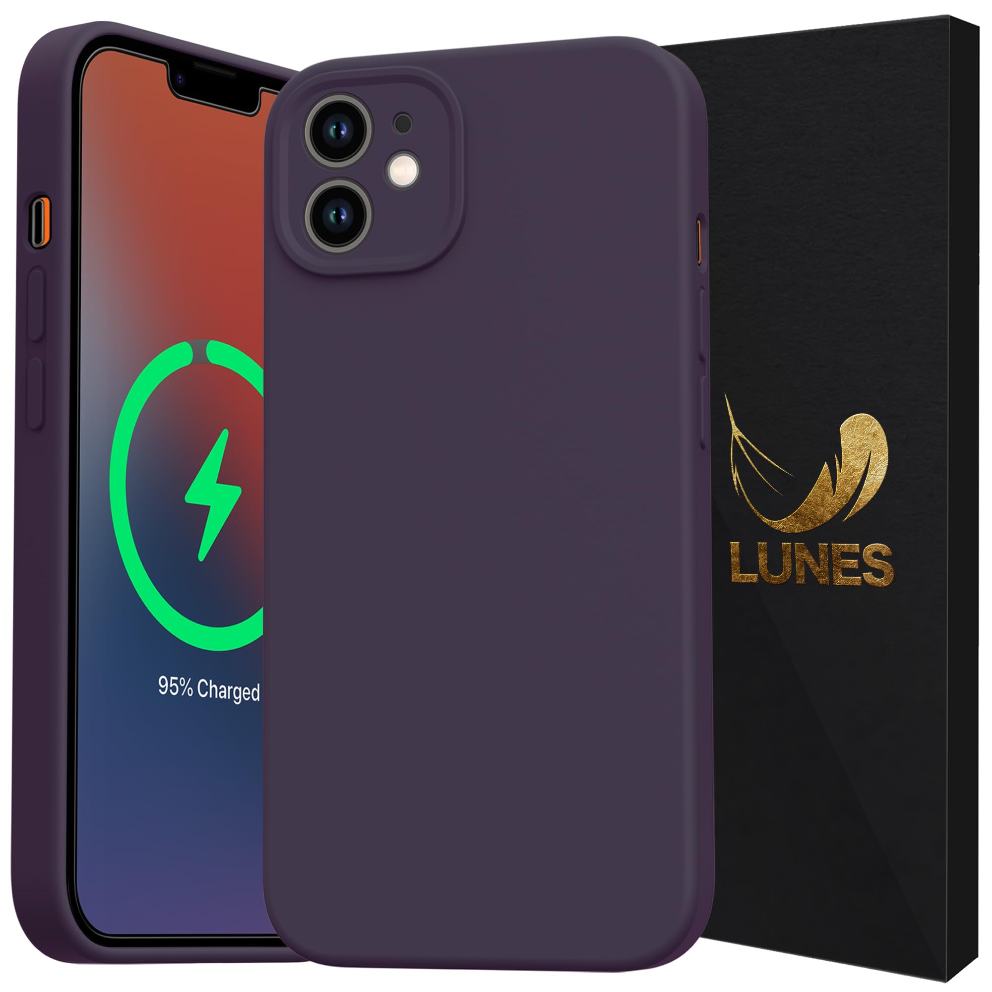 LUNES iPhone 12 mini 用 ケース MagSafe対応 カメラ保護 マグネット搭載 耐衝撃 アイフォン 12 ミニ カバー パープル