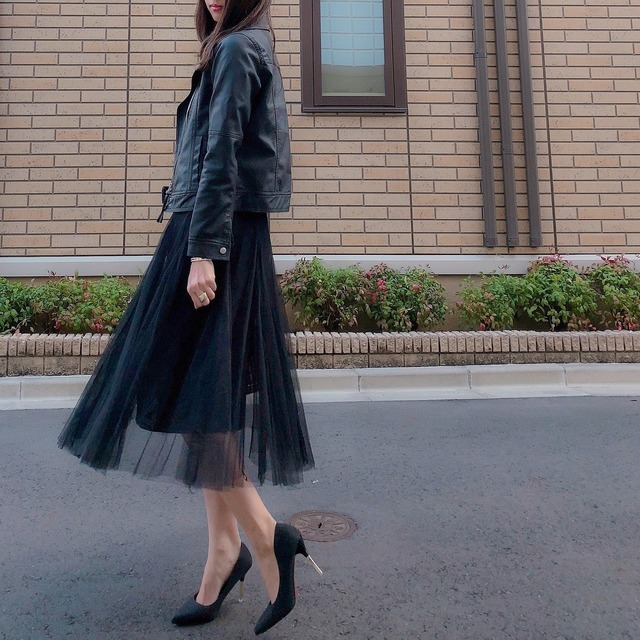 スカート チュール ロング丈 フレア ウエストフリー