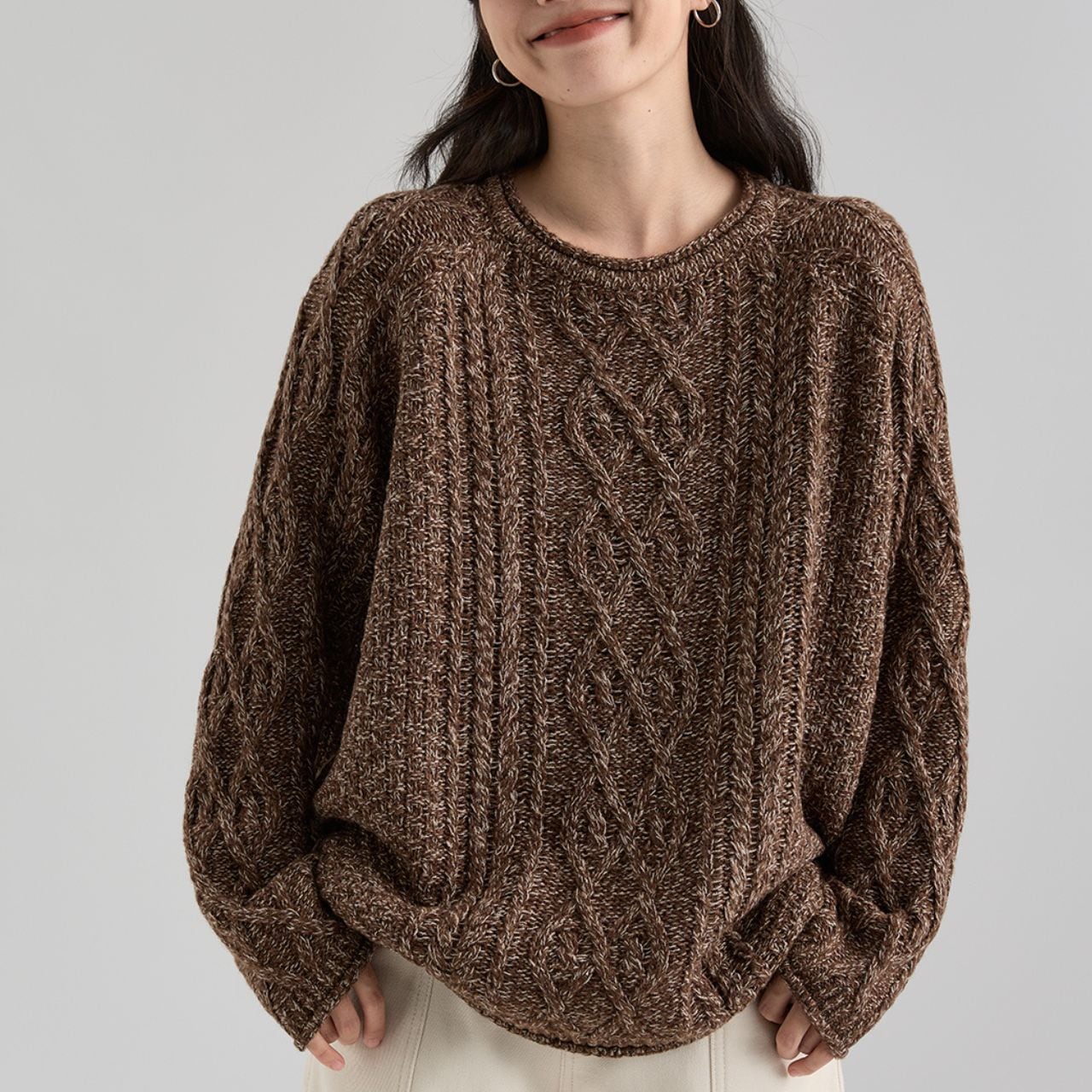 ルーズケーブルニットプルオーバー N10021