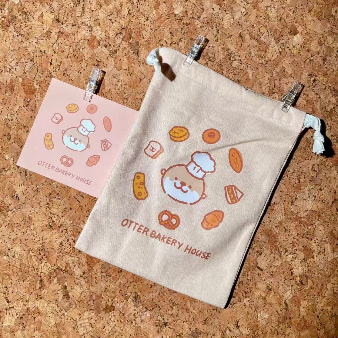 カワウソチェフコットン巾着袋