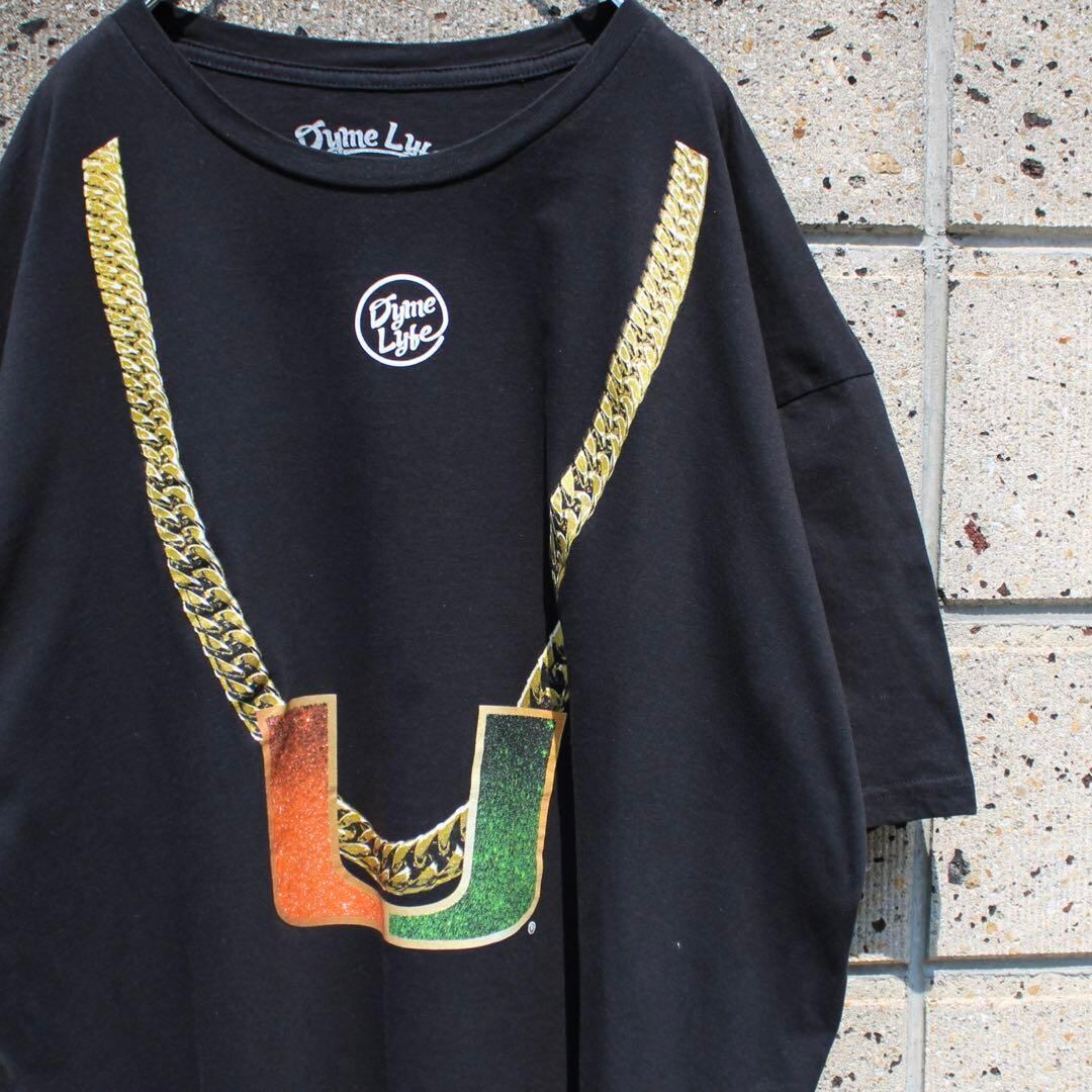 【XXXLサイズ】DymeLybe × マイアミ大学 ブリンブリン ビッグサイズ 古着 黒 Tシャツ