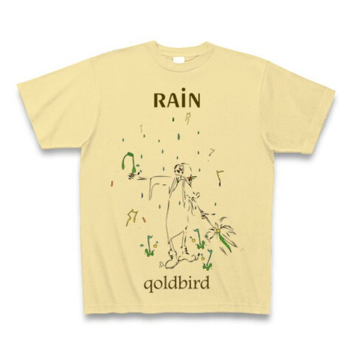 qoldbird  RAIN 音源ジャケットデザイン BAND T-シャツ ナチュラル