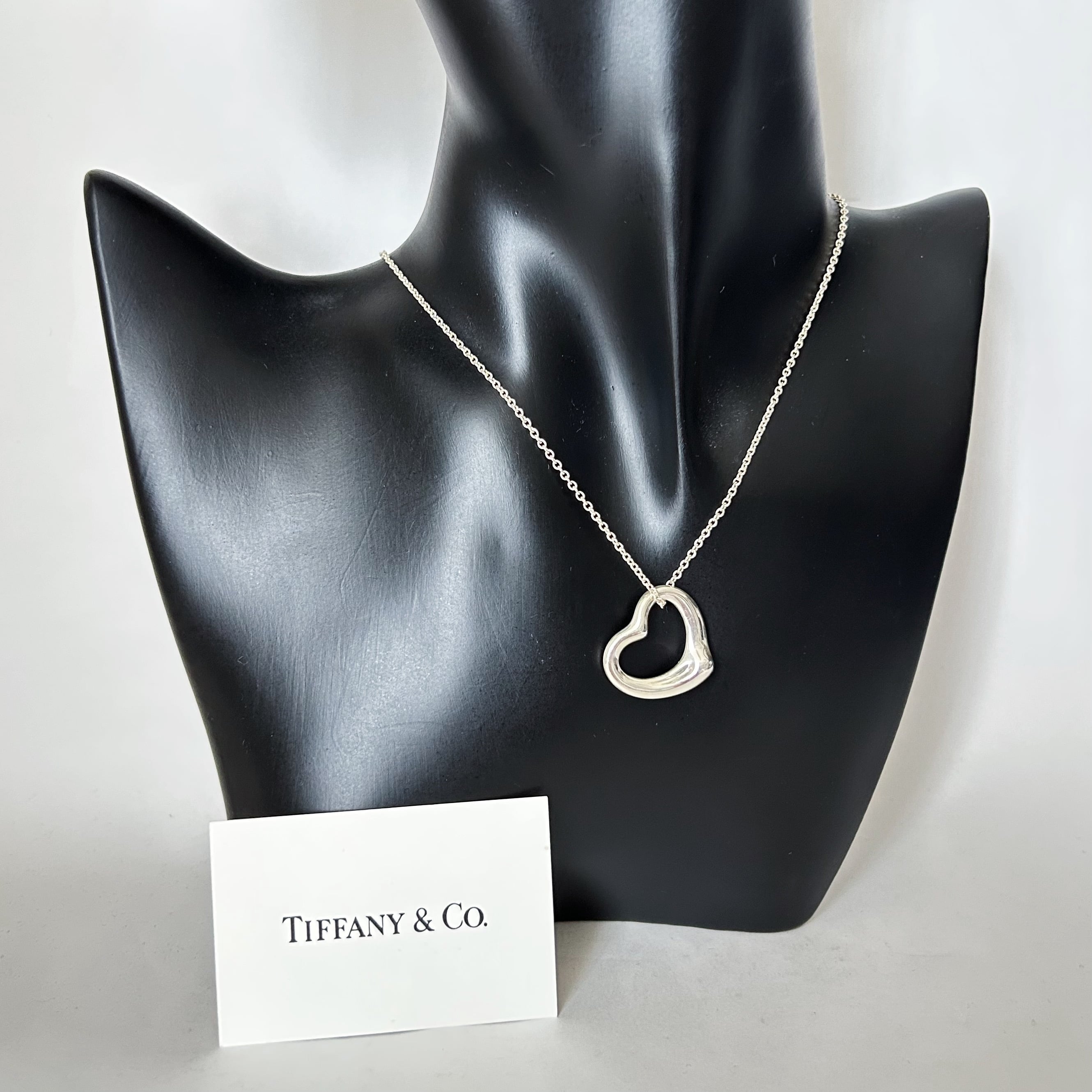 T7059】Tiffany&Co. open heart necklace big/silver925/ティファニー