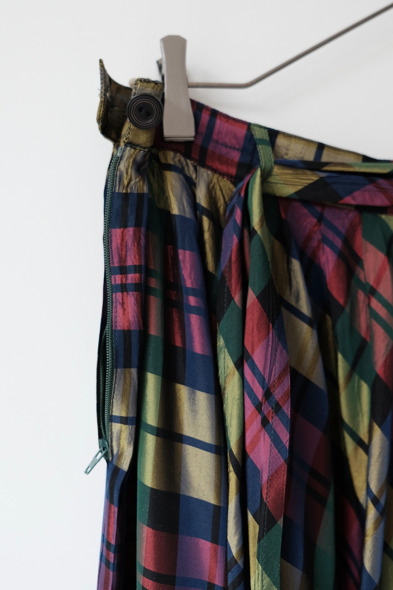 Check satin maxi skirt