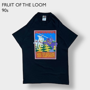【FRUIT OF THE LOOM】90s USA製 Tシャツ シングルステッチ 小学校 1997 チェス大会 プリント イラスト M 半袖 US古着