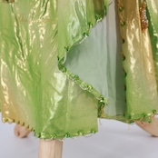 ベリーダンス オリエンタル 衣装 上下セット グリーン系ラインストーン ビーズ 装飾 豪華 アーム アーム飾り 頭飾り セット 緑 黄 スリット フリンジ 華やか キラキラ 煌びやか ヘアバンド 舞台 ステージ ダンス衣装 イエロー系 シルバー系