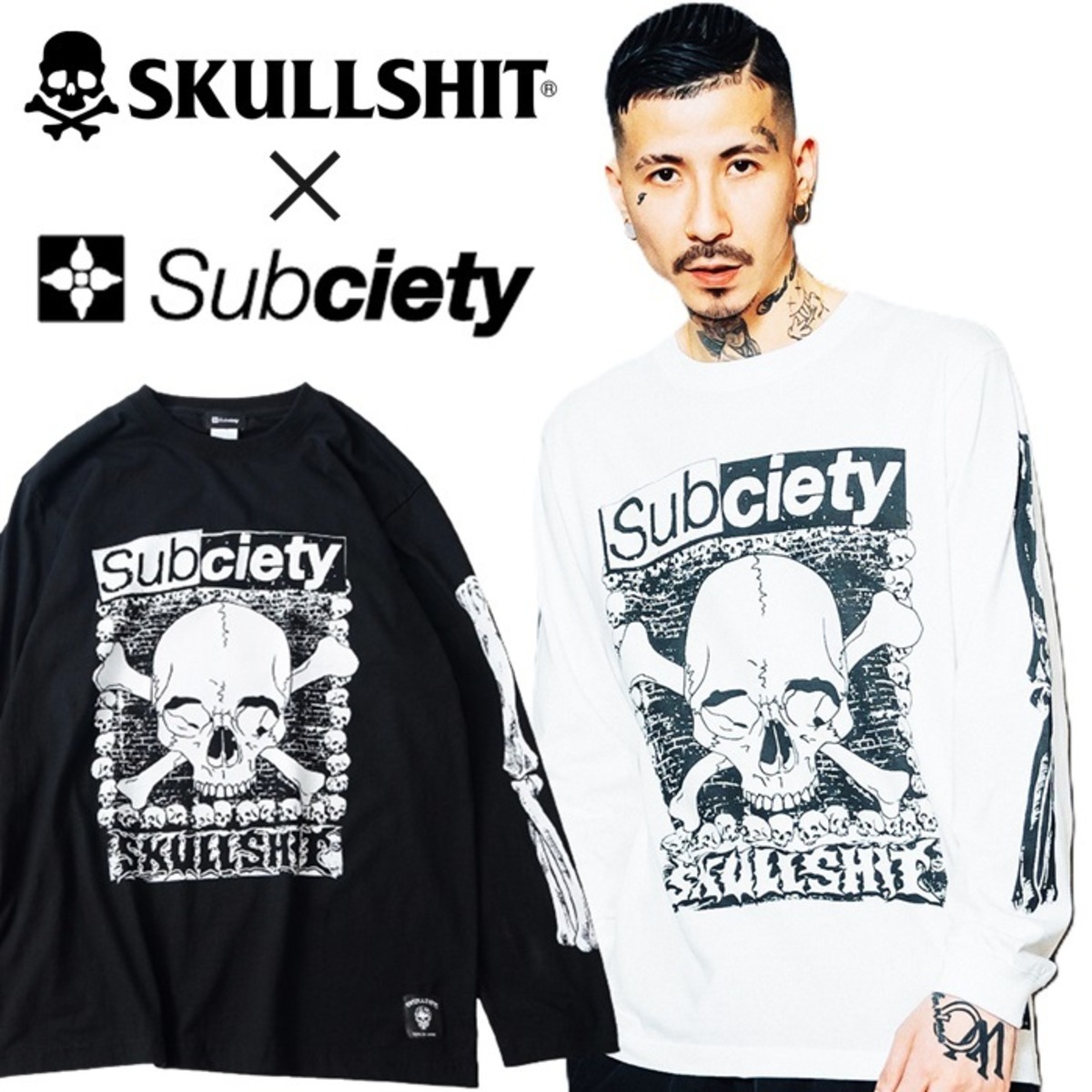 SKULLSHIT × Subciety コラボレーション Long Tee / スカルシット