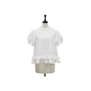 Scallop collar hem frill blouse