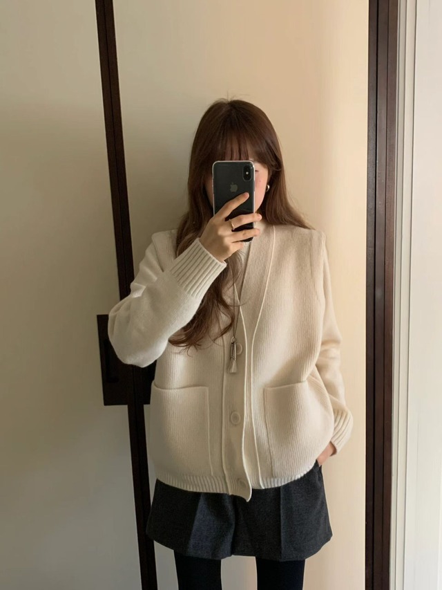(OUNCE) pocket  knit vest cardigan / 2color