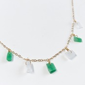 モダンでオシャレなデザイン！翡翠さざれ K14gfチェーンネックレス A貨翡翠 jd_ne1085