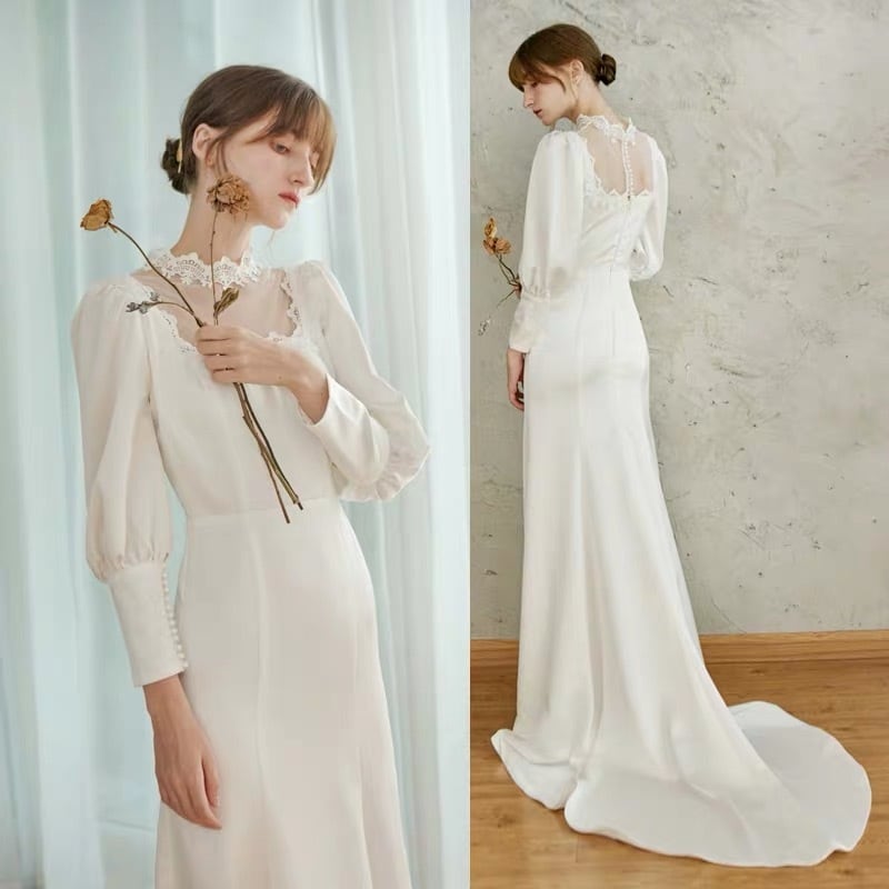 ゆったり袖付きスレンダードレス | Miharu shop美晴ドレスショップ
