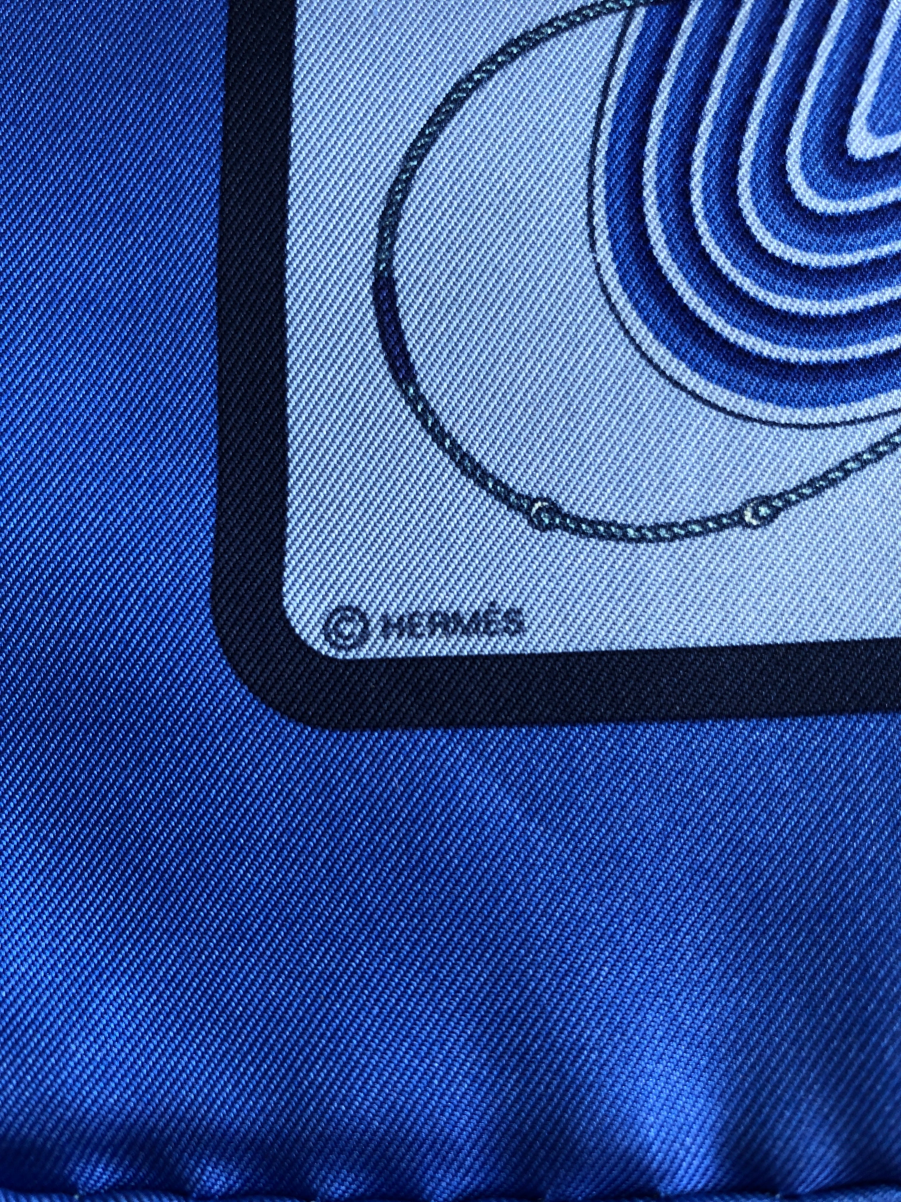 HERMES エルメス スカーフ ブルー シルク プチカレ vintage