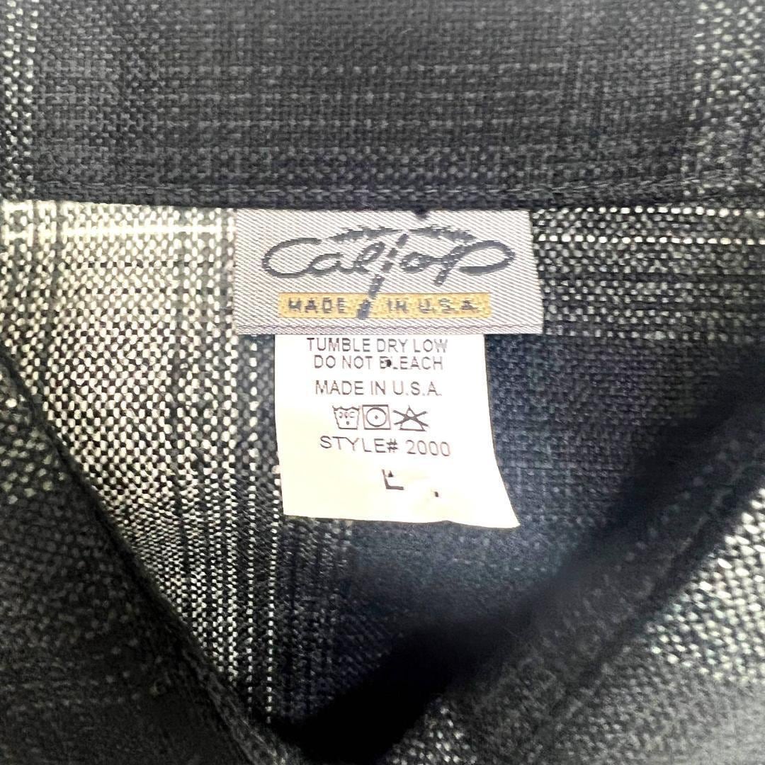 USA製 キャルトップ 半袖 オンブレチェックシャツ L ブラック CALTOP ...