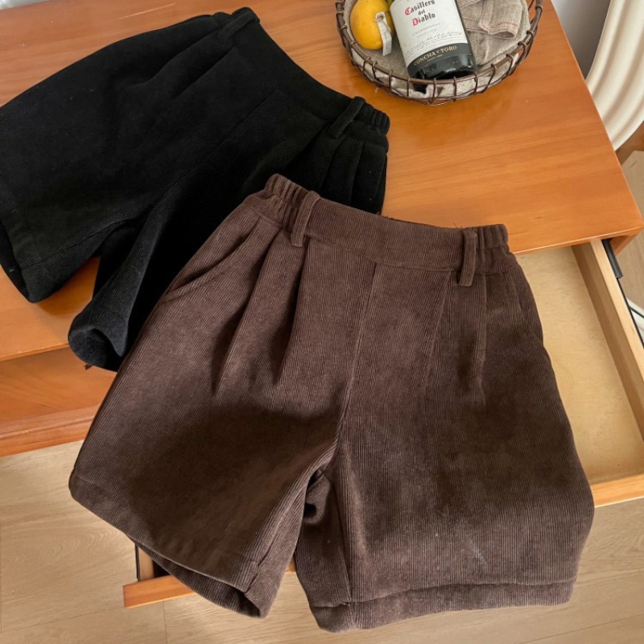 冬厚手コーデュロイハーフパンツ