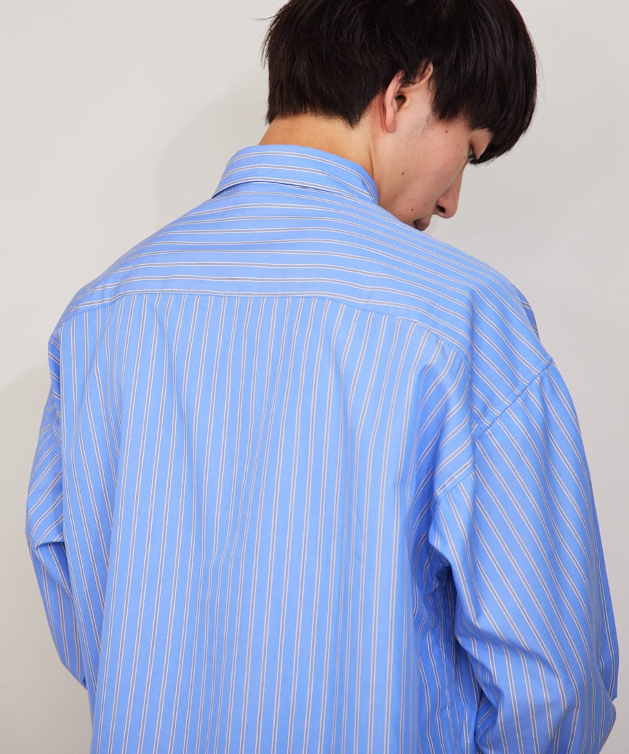 CTTN STRIPE BIG SHIRT / 綿ストライプBIGシャツ (LIGHT BLUE) | KICS
