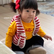 韓国子供服 / 26winter / cream bbang / ハートピーチ刺繍Tシャツ / キッズ / 冬服 *XS~XL*